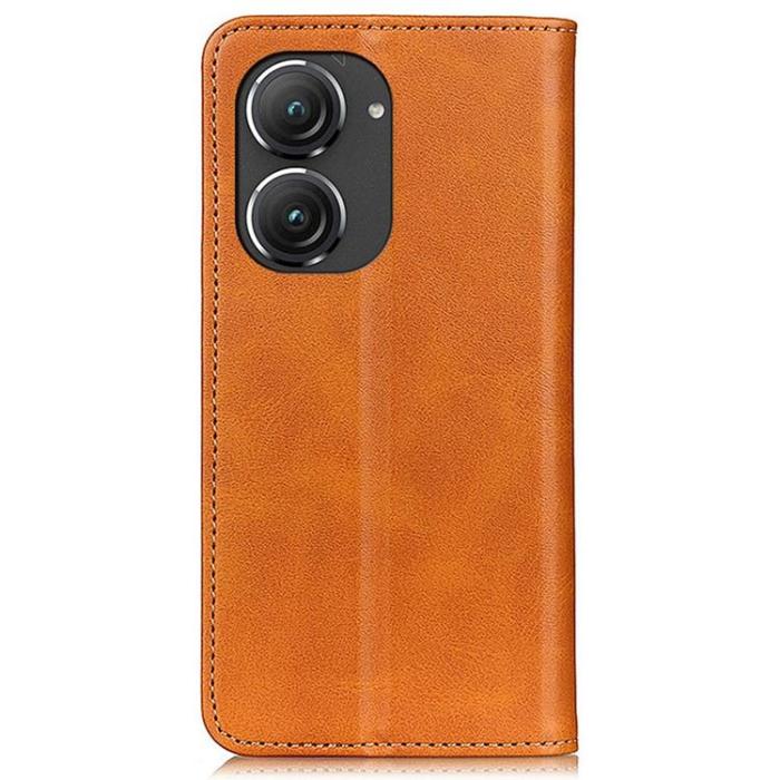 A-One Brand - Asus Zenfone 9 Plånboksfodral Äkta Läder Flip - Brun