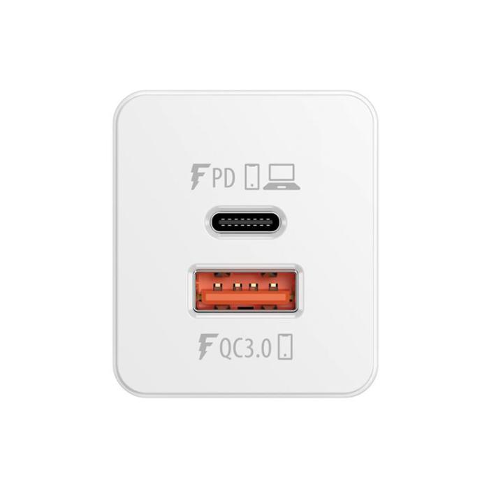 Forever - Forever GaN Väggladdare 1x USB 1x USB-C 65W - Vit