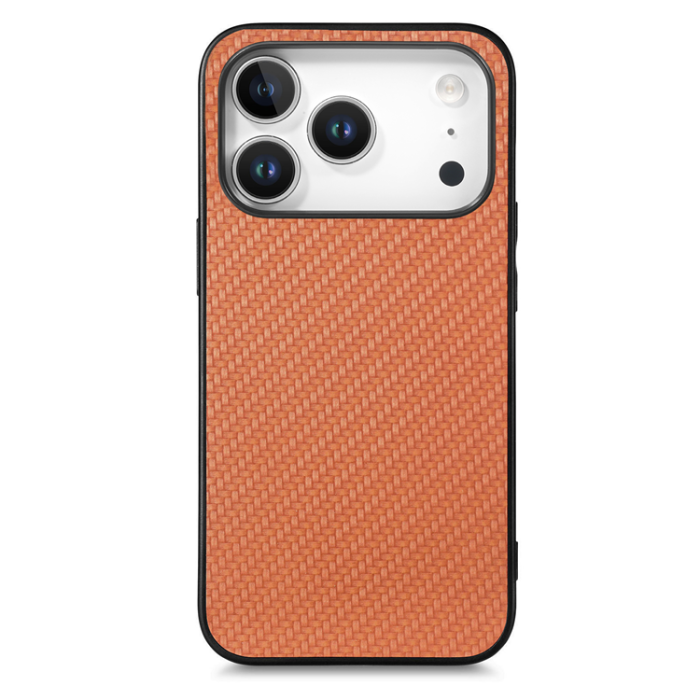 A-One Brand - iPhone 17 Pro Max Mobilskal Carbon Fiber PU Läder - Brun