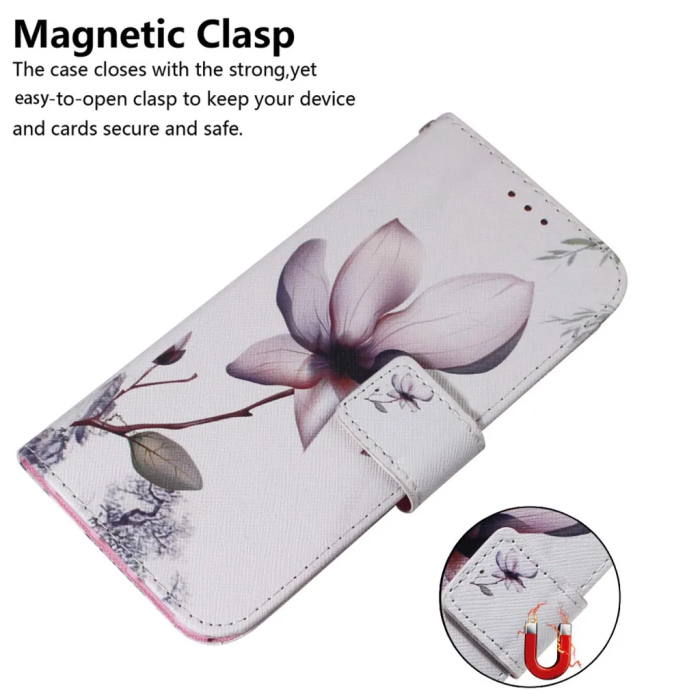 Taltech - iPhone 15 Pro Plånboksfodral med Tryck - Rosa Blomma