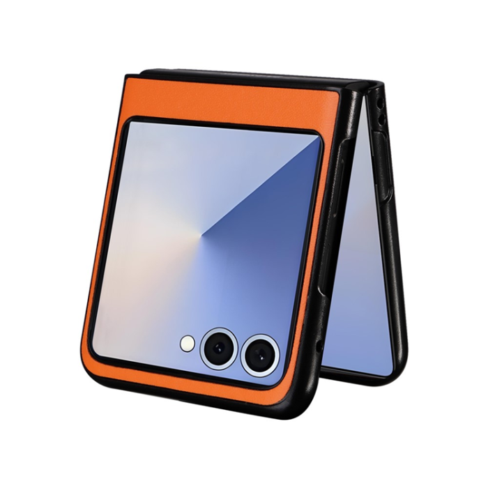 A-One Brand - Galaxy Z Flip 7 Mobilskal PU Läder Protective - Orange