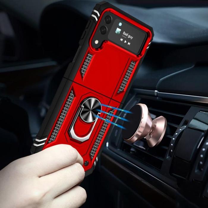 A-One Brand - Galaxy Z Flip 4 Skal Ringhållare Kickstand - Röd