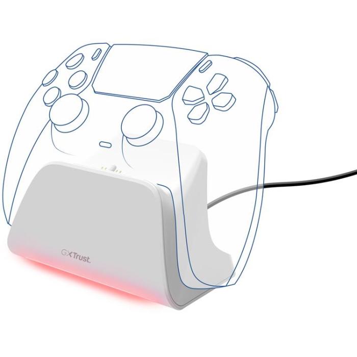 Trust - Trust GXT 255W Snabbladdningsställ för PS5-handkontroll Vit