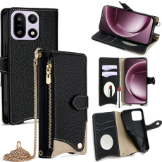 A-One Brand - OnePlus 15 5G Pl&aring;nboksfodral Irregular Tail Style L&auml;der - Svart