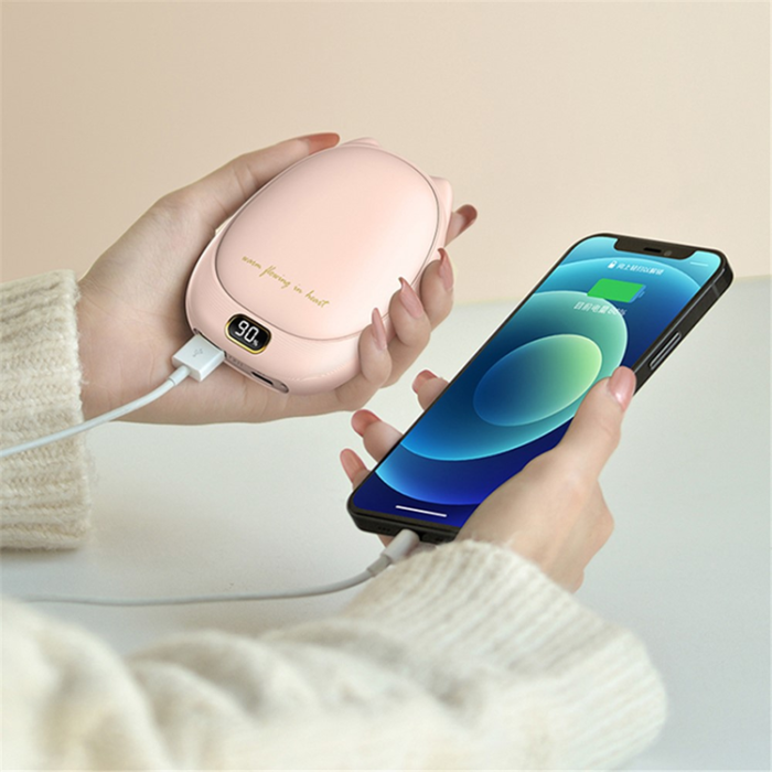 OEM - 2in1 Powerbank 10000mAh med Handvärmare och temperaturkontroll - Rosa