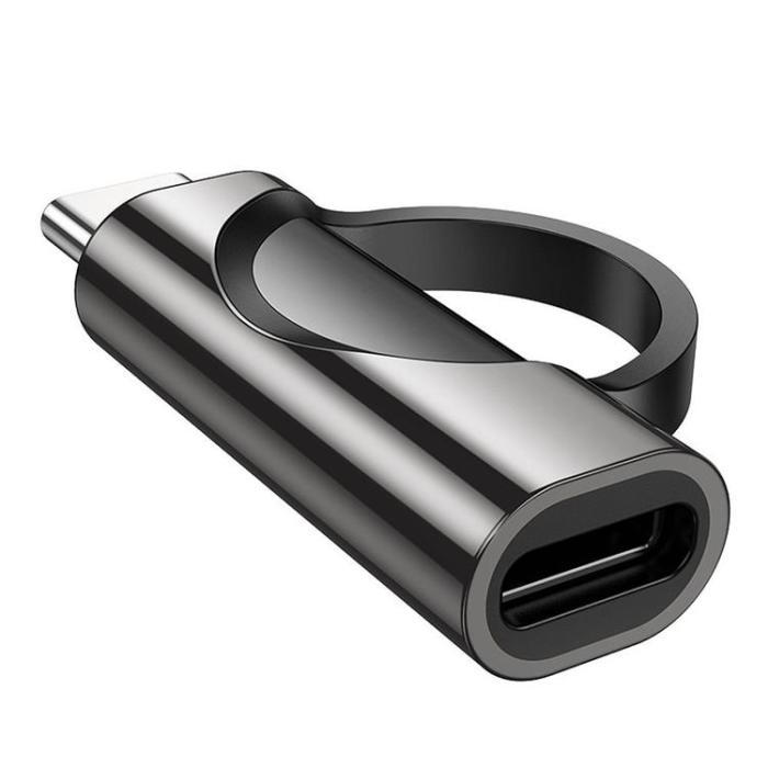 Hoco - Hoco Adapter USB-C Till USB-C Med Display 5A 100W - Svart