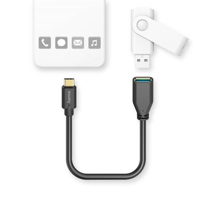 Hama - HAMA Adaptar USB OTG USB-C Till USB-A - Svart