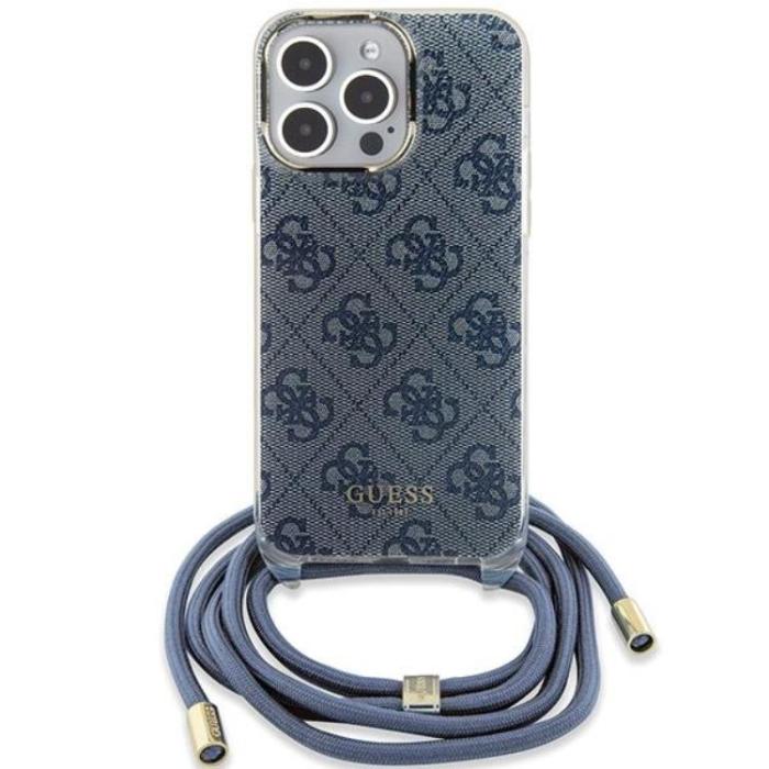 Guess - Guess iPhone 15 Pro Max Mobilskal Crossbody Cord Print - Blå