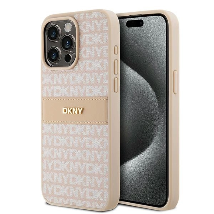 DKNY iPhone 15 Pro Max Mobilskal Läder Mono Stripe & Metal Logo | 2353 | AlltMobil
