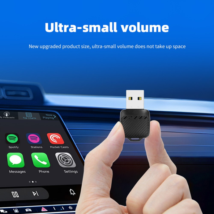 A-One Brand - CarPlay 2in1 USB Mini Trådbunden Trådlös Adapter EC03 - Svart