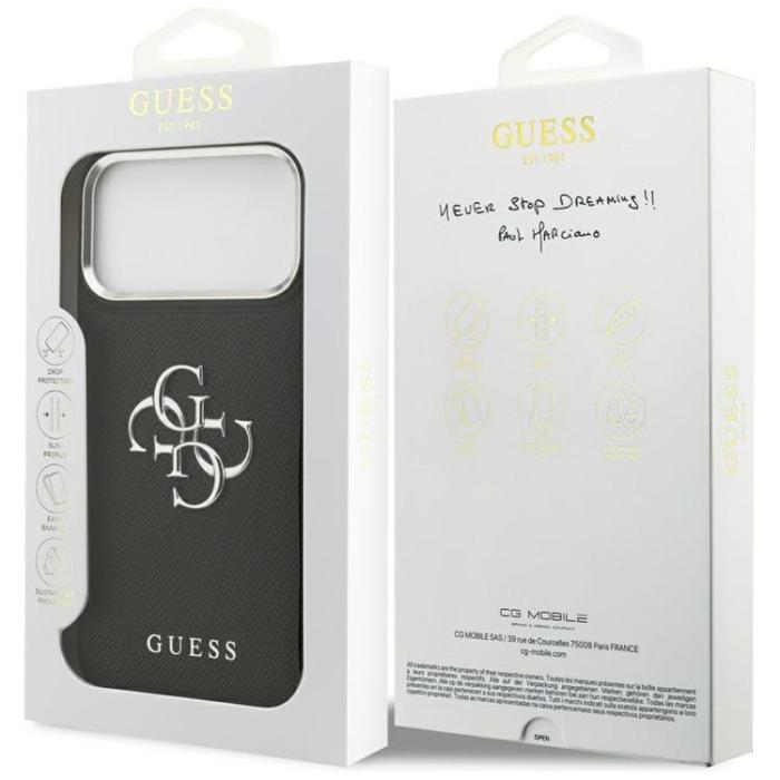 Guess - Guess iPhone 17 Pro Max Mobilskal Grained Big 4G Classic Logo - Svart