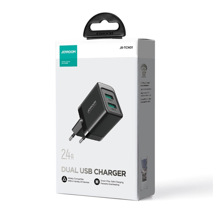 Joyroom - JOYROOM Väggladdare 2x USB-A 2.4A JR-TCN01 EU - Svart