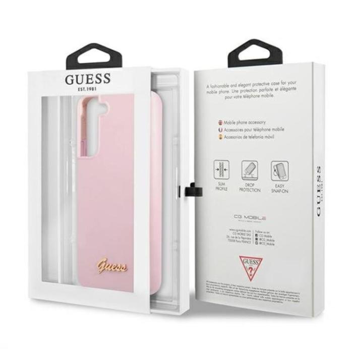 Guess - Guess Silicone Script Metal Logo Skal Galaxy S22 Plus - Lavender