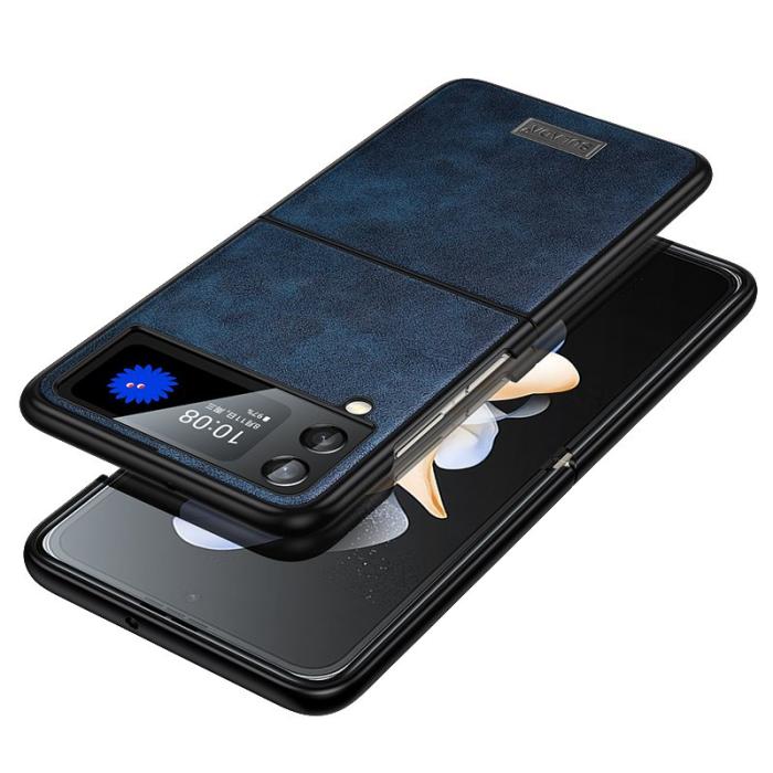 SULADA - SULADA Mobilskal till Galaxy Z Flip4 5G PU Läder TPU + PC Blå