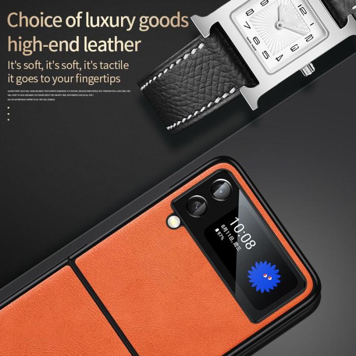 SULADA - SULADA Mobilskal till Galaxy Z Flip4 5G PU Läder TPU + PC Blå