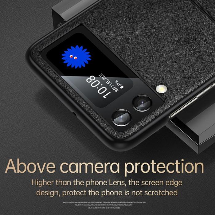 SULADA - SULADA Mobilskal till Galaxy Z Flip4 5G PU Läder TPU + PC Blå