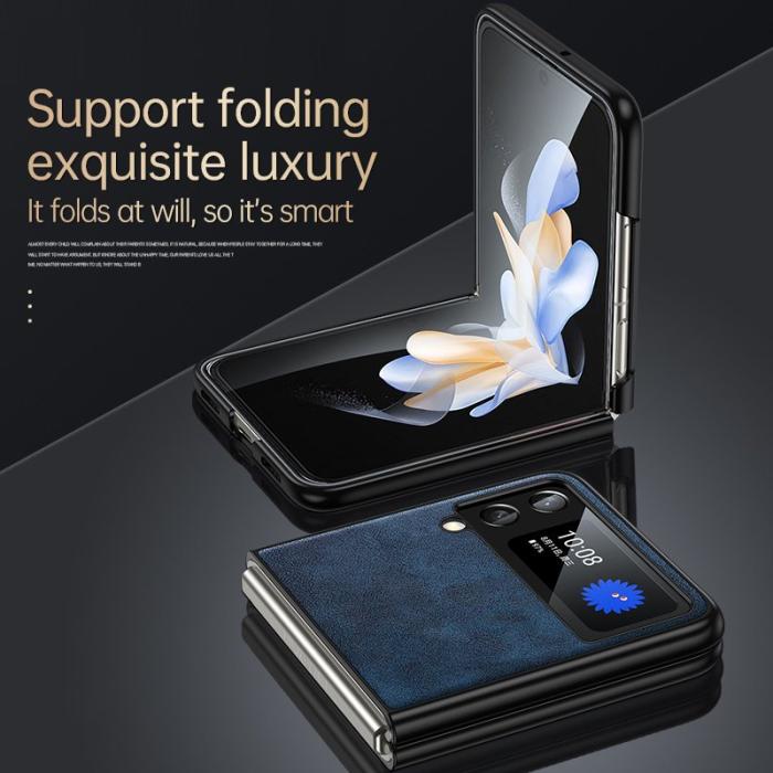 SULADA - SULADA Mobilskal till Galaxy Z Flip4 5G PU Läder TPU + PC Brun