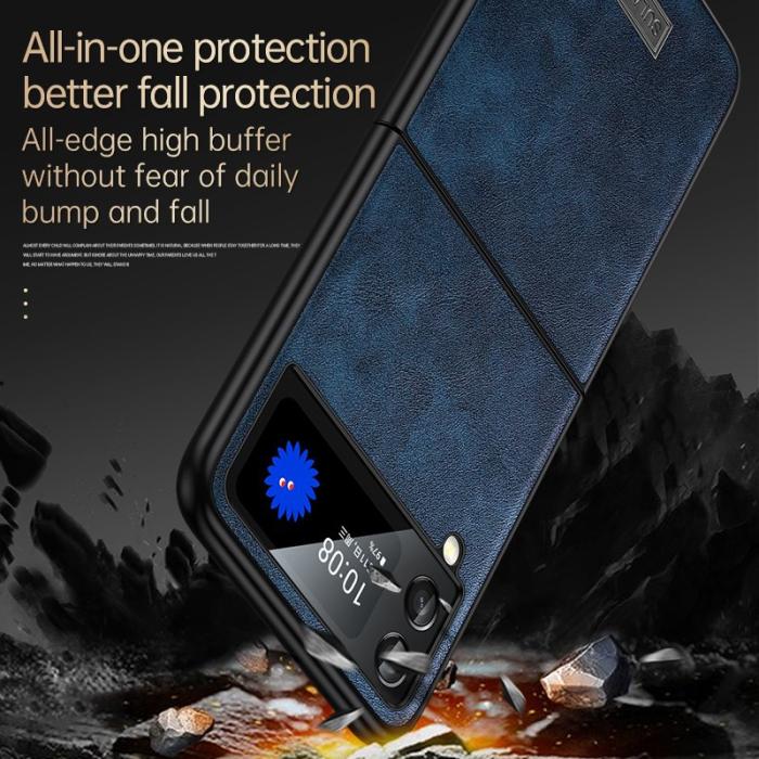 SULADA - SULADA Mobilskal till Galaxy Z Flip4 5G PU Läder TPU + PC Brun