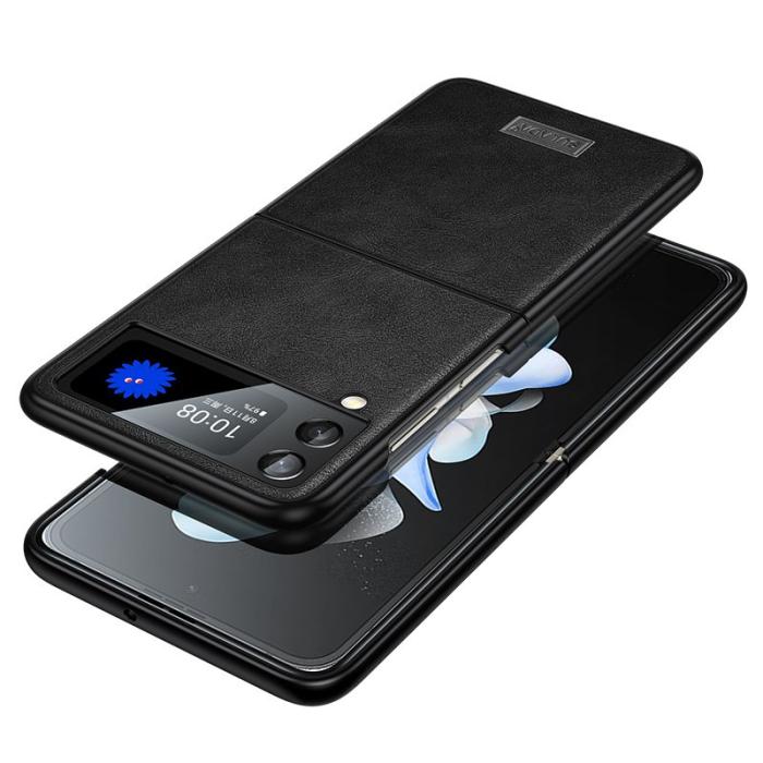 SULADA - SULADA Mobilskal till Galaxy Z Flip4 5G PU Läder TPU + PC Svart