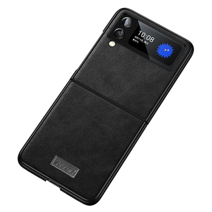 SULADA - SULADA Mobilskal till Galaxy Z Flip4 5G PU Läder TPU + PC Svart