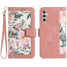 OEM - Mobilfodral f&ouml;r Samsung Galaxy S26 Konstl&auml;der Blommor med kortfack - Rosa