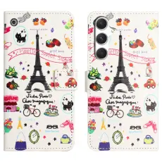 OEM - Pl&aring;nboksfodral f&ouml;r Samsung Galaxy S26 Konstl&auml;der - Eiffel Tower - Gr&aring;