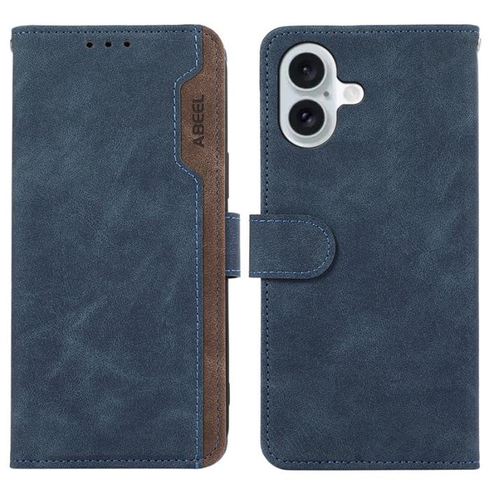 ABEEL - ABEEL iPhone 16 Plus Plånboksfodral RFID-Skydd Blå KonstLäder