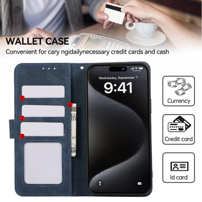 ABEEL - ABEEL iPhone 16 Plus Plånboksfodral RFID-Skydd Blå KonstLäder