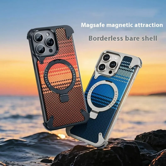 A-One Brand - iPhone 16 Pro Max Mobilskal Magsafe Aramid Fiber Kickstand - Titan