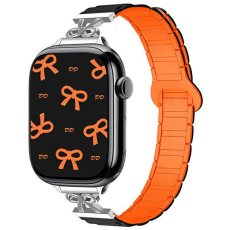 A-One Brand - Apple Watch 38/40/41/42mm Armband Magnetic Bowknot - Svart/Orange