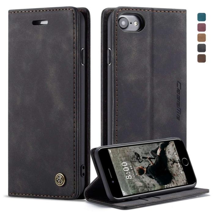 Caseme - CASEME 013 Series Plånboksfodral Konstläder för iPhone 8/7/SE 4.7 - Svart