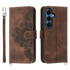 OEM - Samsung Galaxy S26 Pl&aring;nboksfodral Blomm&ouml;nster Konstl&auml;der - Brun