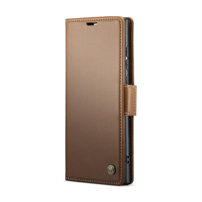Caseme - CASEME Samsung Galaxy S25 Ultra Plånboksfodral Konstläder RFID-Skydd Brunt