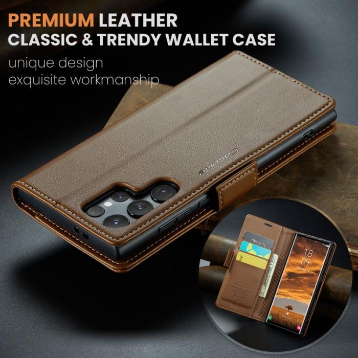 Caseme - CASEME Samsung Galaxy S25 Ultra Plånboksfodral Konstläder RFID-Skydd Brunt