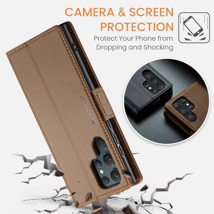 Caseme - CASEME Samsung Galaxy S25 Ultra Plånboksfodral Konstläder RFID-Skydd Brunt