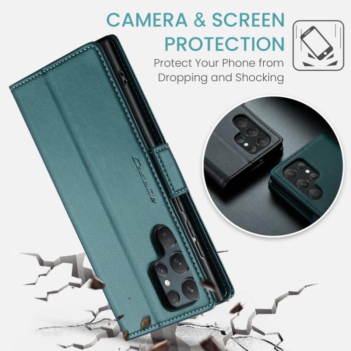 Caseme - CASEME Samsung Galaxy S25 Ultra Plånboksfodral Konstläder RFID-Skydd Grön