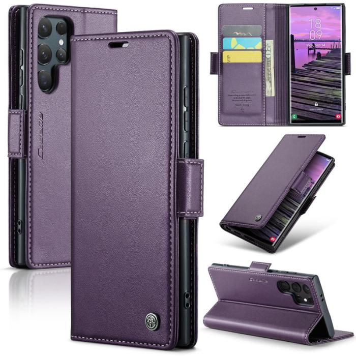 Caseme - CASEME Samsung Galaxy S25 Ultra Plånboksfodral Konstläder RFID-Skydd Lila