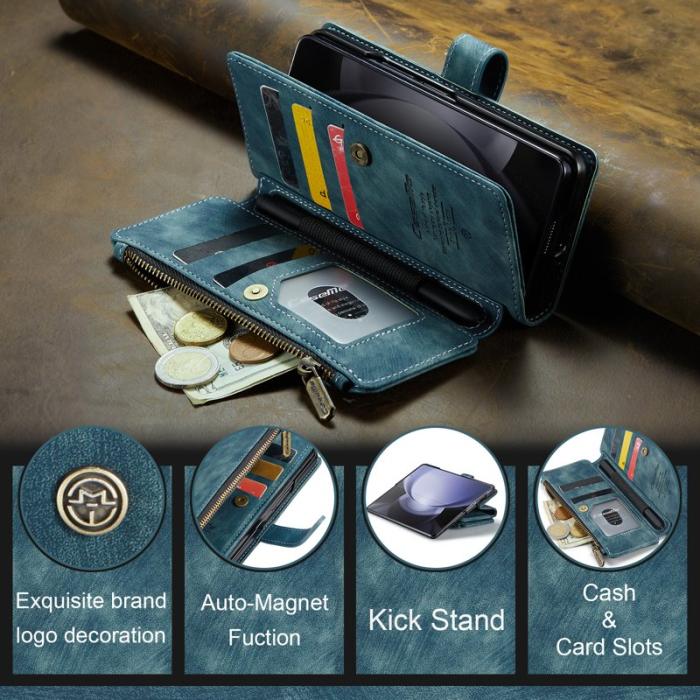 Caseme - CASEME Konstläder Plånboksfodral för Samsung Galaxy Z Fold6 5G - Blå