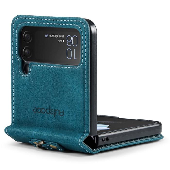 AUTSPACE - AUTSPACE A01 Fodral för Samsung Galaxy Z Flip4 KonstLäder - Blå