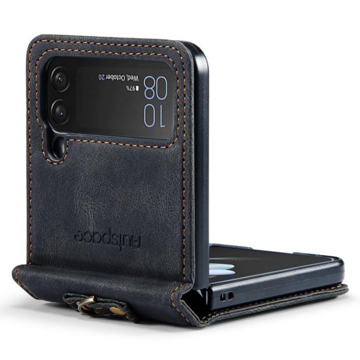 AUTSPACE - AUTSPACE A01 Fodral för Samsung Galaxy Z Flip4 KonstLäder - Svart