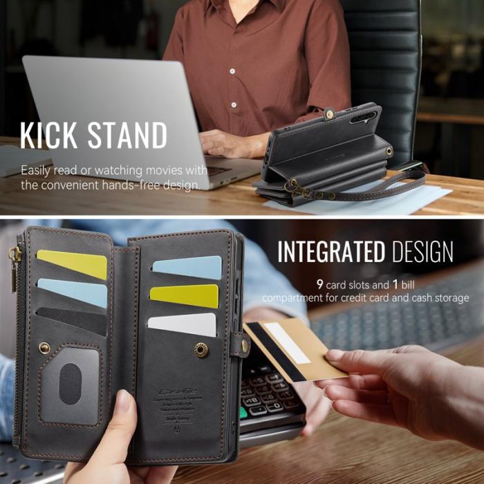 Caseme - CASEME Konstläder Plånboksfodral till Samsung Galaxy A56 5G med RFID-Skydd,Svart
