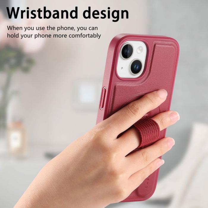 CASENEO - CASENEO iPhone 15 Plus Fodral KonstLäder - Röd