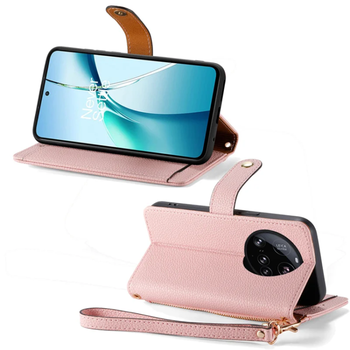 A-One Brand - Xiaomi 15 Ultra Plånboksfodral RFID Blocking Zipper - Rosa