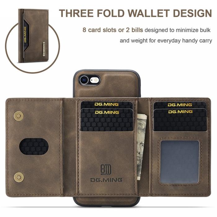 DG.MING - DG.MING Konstläder Plånboksfodral för iPhone 7/8/SE 2020/2022 - Brun