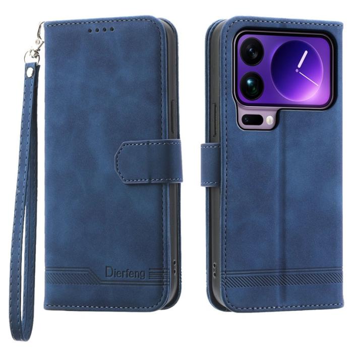 DIERFENG - DIERFENG DF-03 Plånboksfodral för Xiaomi 17 Pro Max Konstläder - Blå