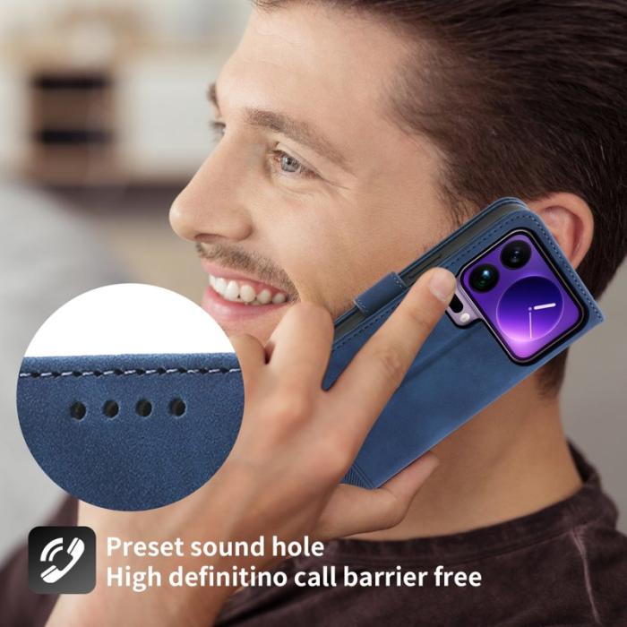 DIERFENG - DIERFENG DF-03 Plånboksfodral för Xiaomi 17 Pro Max Konstläder - Blå