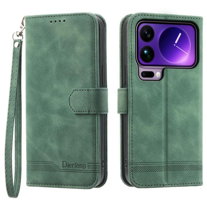 DIERFENG - DIERFENG DF-03 Plånboksfodral för Xiaomi 17 Pro Max Konstläder - Grön