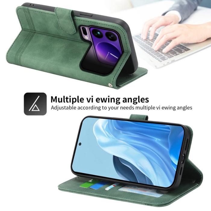 DIERFENG - DIERFENG DF-03 Plånboksfodral för Xiaomi 17 Pro Max Konstläder - Grön