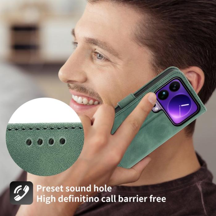 DIERFENG - DIERFENG DF-03 Plånboksfodral för Xiaomi 17 Pro Max Konstläder - Grön