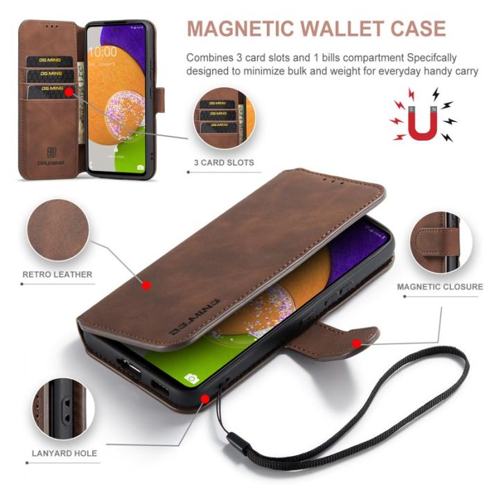 DG.MING - DG.MING Stand Retro KonstläderPlånboksfodral Samsung Galaxy A53 5G Brun